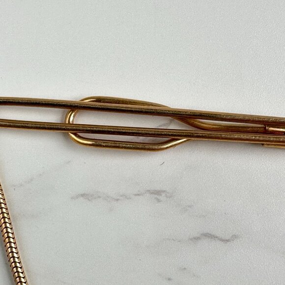 Swank 12K GF Tie Clip with Chain - Picture 3 of 8